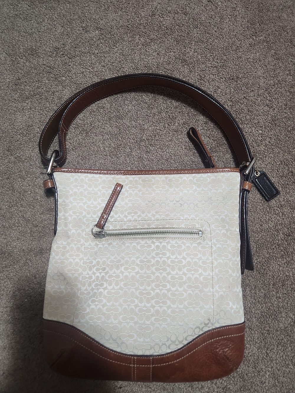 Coach Y2k Signature Canvas and Brown Leather Shoulder Bag